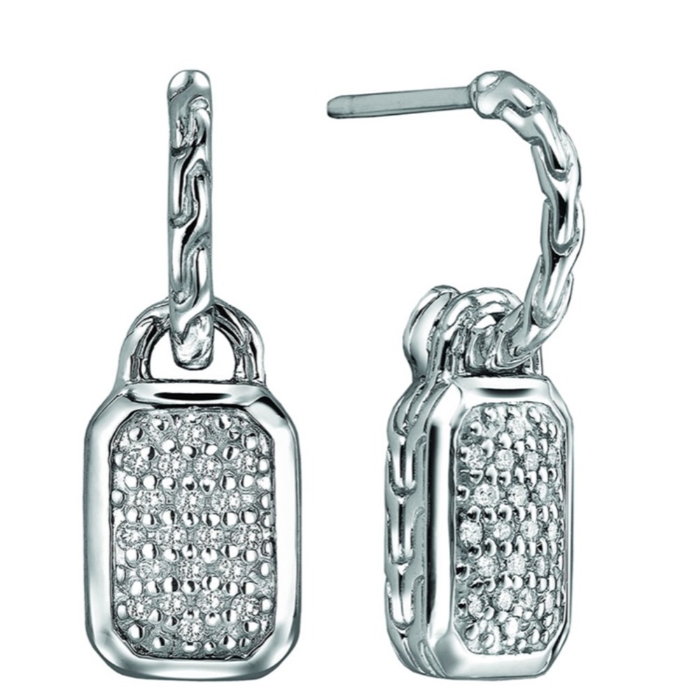 John Hardy diamond pave drop earrings